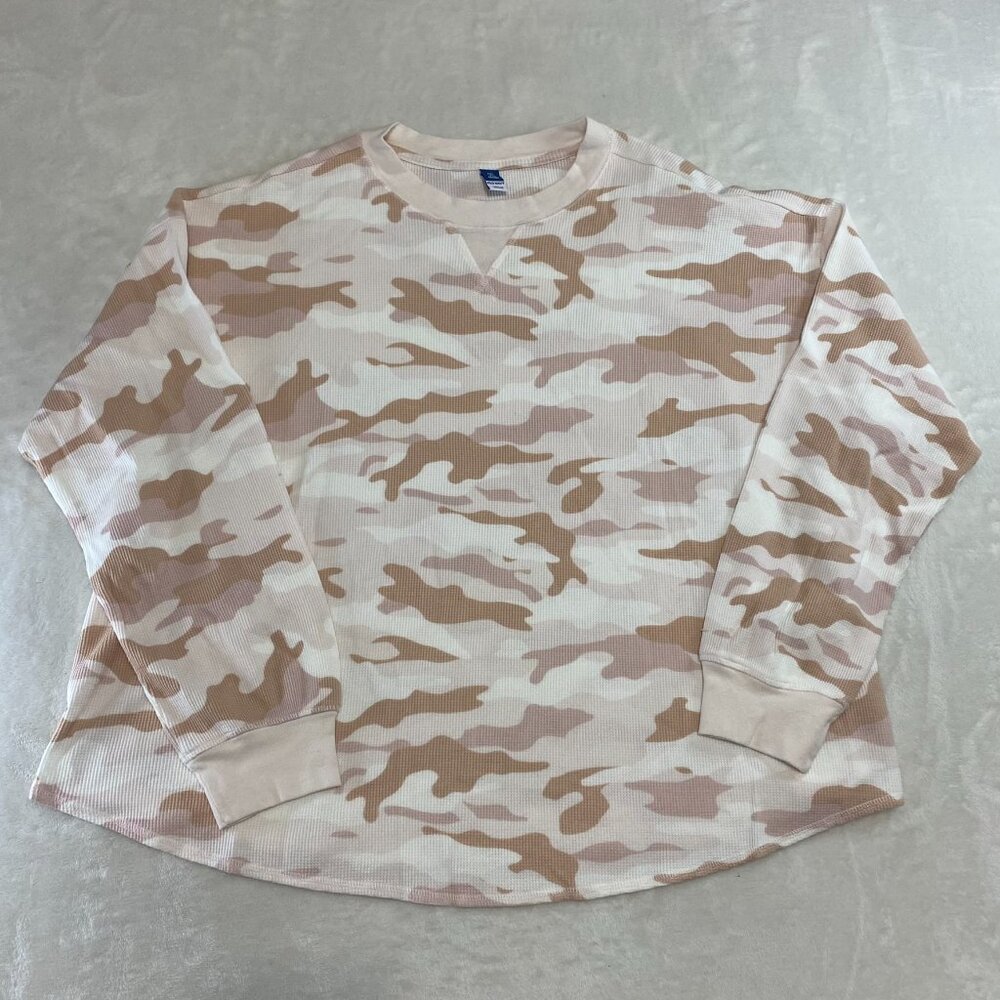 Old Navy Women's Camo Pink XXL Tall Sweater Long Sleeve Shirt Cotton Spandex